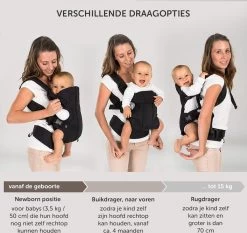 Fillikid Draagzak/Doek - 4 In 1 Ergonomische Buikdrager En Rugdrager - Zwart -Babyproducten 1200x1131 4