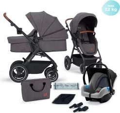 Kinderkraft B-Tour Ash Grey 3-in-1 Combi Kinderwagen Incl. Autostoel KSBTOU00DGR3000 -Babyproducten 1200x1136 7