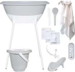Bad- En Verzorgingsset Luma Hydrofiel Light Grey/Starterset Wit 6-delig