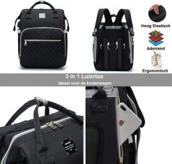 Luiertas - Multifuctioneel Luiertas 3 In 1 - Met Babybedje - Met Verschoningsmatje - Zwart - Met Usb - Met Verdikt Matras 21 Luiertas - Multifuctioneel Luiertas 3 In 1 - Met Babybedje - Met Verschoningsmatje - Zwart - Met Usb - Met Verdikt Matras -Babyproducten 1200x1143 3