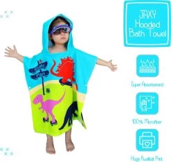 JAXY Badcape Baby - Badcape - Baby Badjas - Omslagdoek - Omslagdoek - Baby Handdoek Met Capuchon - Strandhanddoek - Badponcho - Poncho Handdoek - Microfiber - 60x90cm - Dino -Babyproducten 1200x1144 11