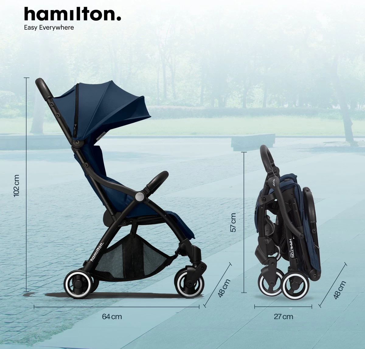Hamilton By Yoop One Prime X1 Buggy - Premium Stroller Met One Hand Folding Technologie - Blauw - Lichte, Verstelbare En Wendbare Kinderwagen Met Vele Gemakken 4 Hamilton By Yoop One Prime X1 Buggy - Premium Stroller Met One Hand Folding Technologie - Blauw - Lichte, Verstelbare En Wendbare Kinderwagen Met Vele Gemakken - Afbeelding 2