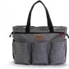 Merkloos Decopatent® Luiertas Schoudertas - Baby Verzorgingstas - Incl Verschoningsmatje & Flessenhouder - Vakken - Jongens/Meisjes - Grijs