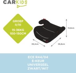 Carkids Auto Zitverhoger Zwart En Wit | Autostoel Groep 2-3 | Kinderen Van 3,5-12 Jaar | 15-36 Kg 13 Carkids Auto Zitverhoger Zwart En Wit | Autostoel Groep 2-3 | Kinderen Van 3,5-12 Jaar | 15-36 Kg -Babyproducten 1200x1152 6