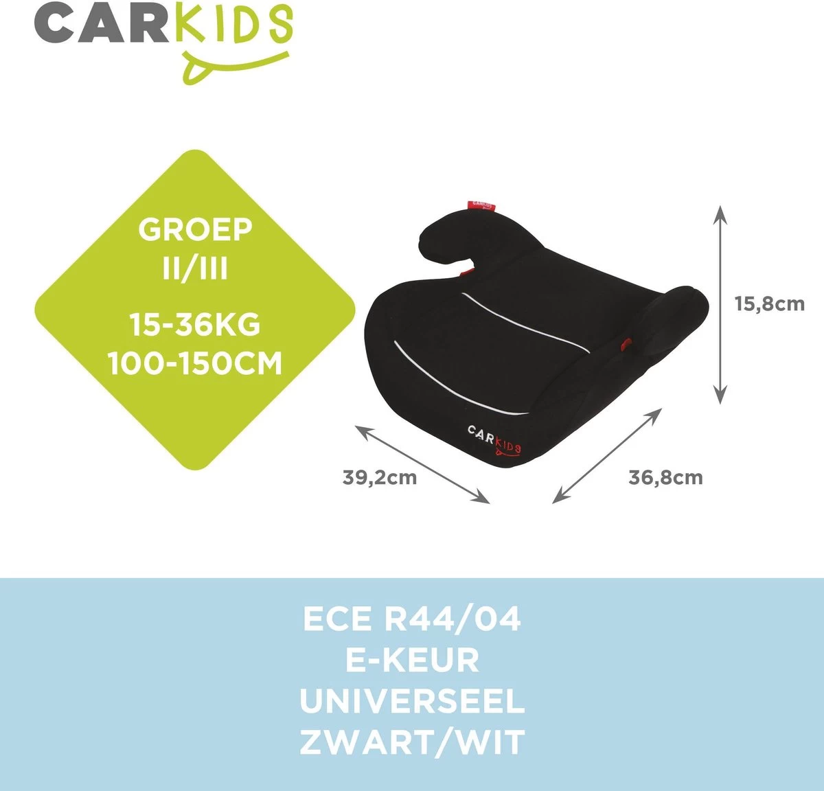 Carkids Auto Zitverhoger Zwart En Wit | Autostoel Groep 2-3 | Kinderen Van 3,5-12 Jaar | 15-36 Kg 6 Carkids Auto Zitverhoger Zwart En Wit | Autostoel Groep 2-3 | Kinderen Van 3,5-12 Jaar | 15-36 Kg - Afbeelding 4