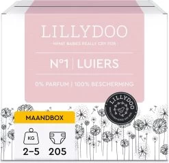 LILLYDOO Huidvriendelijke Luiers - Maat 1 (2-5 Kg) - 205 Stuks - Maandbox