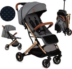 MoMi Wandelwagen - Compacte Lichtgewicht Buggy - Estelle - Gray-Gold (geschikt Van 6mnd - 15kg) -Babyproducten 1200x1160 4