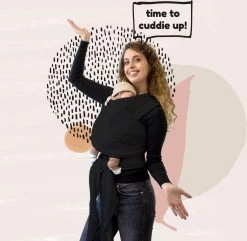 Cuddie Baby Draagdoek - Premium Organic Baby Draagdoek Gemaakt Van Bio Katoen - Newborns Tot 15 Kg - Baby Cadeau - Met Wenskaart - Zwart -Babyproducten 1200x1171 6