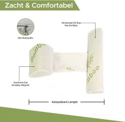 Novalits - Orthopedisch Baby Zijslaapkussen Met Traagschuim En Anti-Allergene Bamboe Microvezel Stof Om Een Plat Hoofd Tegen Te Gaan - Zijligkussen Voor Peuter - Babykussen Zijligging - Rolkussen - Steunkussen - Slaapondersteuning -Babyproducten 1200x1171 9