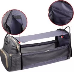 Luier- En Verzorgingstas - Luiertassen - Baby Rug Tas Met Isoleervak - Incl Flessen Verwarmer - Luiertas - Unisex/Jongens/Meisjes - Grijs - Luier Tas - Verzorgingstas Baby - Uitschuifbaar Verschoon/ Slaap Bedje - Incl Matrasje Baby - USB Poort -Babyproducten 1200x1172 1