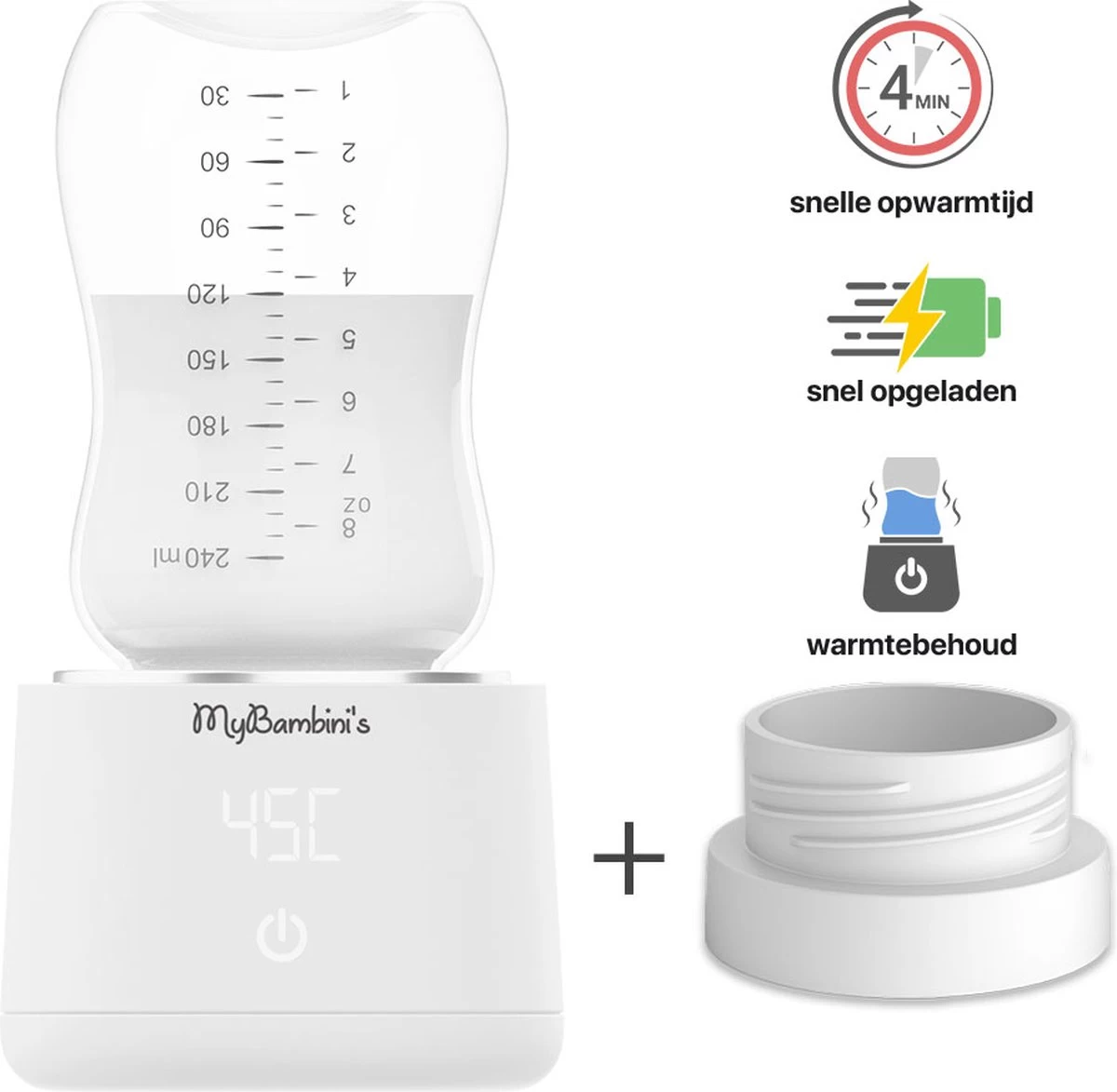 MyBambini's Bottle Warmer Pro™ - Draagbare Baby Flessenwarmer Voor Onderweg - Wit - Geschikt Voor Dr. Brown's (brede Hals), Suavinex & J Bimbi 3 MyBambini's Bottle Warmer Pro™ - Draagbare Baby Flessenwarmer Voor Onderweg - Wit - Geschikt Voor Dr. Brown's (brede Hals), Suavinex & J Bimbi