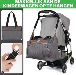 Brisby Slijtvaste Luiertas - Verzorgingstas Groot - Grijs - Inclusief Verschoonmatje - Isoleervakken - Fopspeen Houder - Makkelijk Te Bevestigen Aan De Kinderwagen -Babyproducten 1200x1174 4
