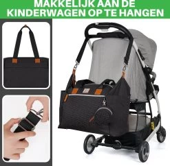 Brisby Slijtvaste Luiertas - Verzorgingstas Groot -Zwart - Inclusief Verschoonmatje - Isoleervakken - Fopspeen Houder - Makkelijk Te Bevestigen Aan De Kinderwagen -Babyproducten 1200x1174 5