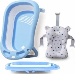 FOXSPORT Babybadje Opvouwbaar - 3 In 1 Opvouwbaar - Multifunctioneel -Inclusief Badkussen - Baby Badje - Babybad - Peuterbadje 83 × 48 × 23,5 Cm - Blauw -Babyproducten 1200x1189 17
