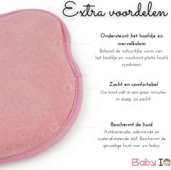 Baby IQ Orthopedisch Baby Hoofdkussen – Traagschuim – Tegen Plat Achterhoofd – Kraamcadeau –Roze – Incl Bandana Slabber -Babyproducten 1200x1191 15