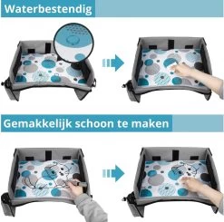 Premium Reistafel Voor Kinderen - Inclusief Tablethouder + Gratis Draagtas En Potloden - Auto Organizer - Playtray - Opvouwbaar - Speeltafel Auto - Tekentafel Auto - Grijs -Babyproducten 1200x1192 8