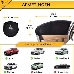 Lifestyle Living Zonnescherm – Overtrek Voor Auto Zijruit - Zonwering Voor Baby En Kind – Zonder Zuignappen – Incl. Hoes – MAX 112 X 51CM -Babyproducten 1200x1195 2