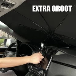 EXTRA GROOT Zonnescherm / Autoparaplu - Binnenkant Voorruit Auto - Opvouwbaar - Hitte En UV Bescherming 148X86cm