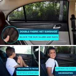 CUBEXCOM® Auto Zonnescherm, Autoraamschaduwen Voor Baby, Kinderen, Volwassenen En Huisdieren, 2 STUKS, Autoruit Zonwering, Universele Zonnescherm Zonnewering, Auto Klamboe Gordijn, UV Zonbescherming Protectie, Anti-Verblinding -Babyproducten 1200x1200 1021