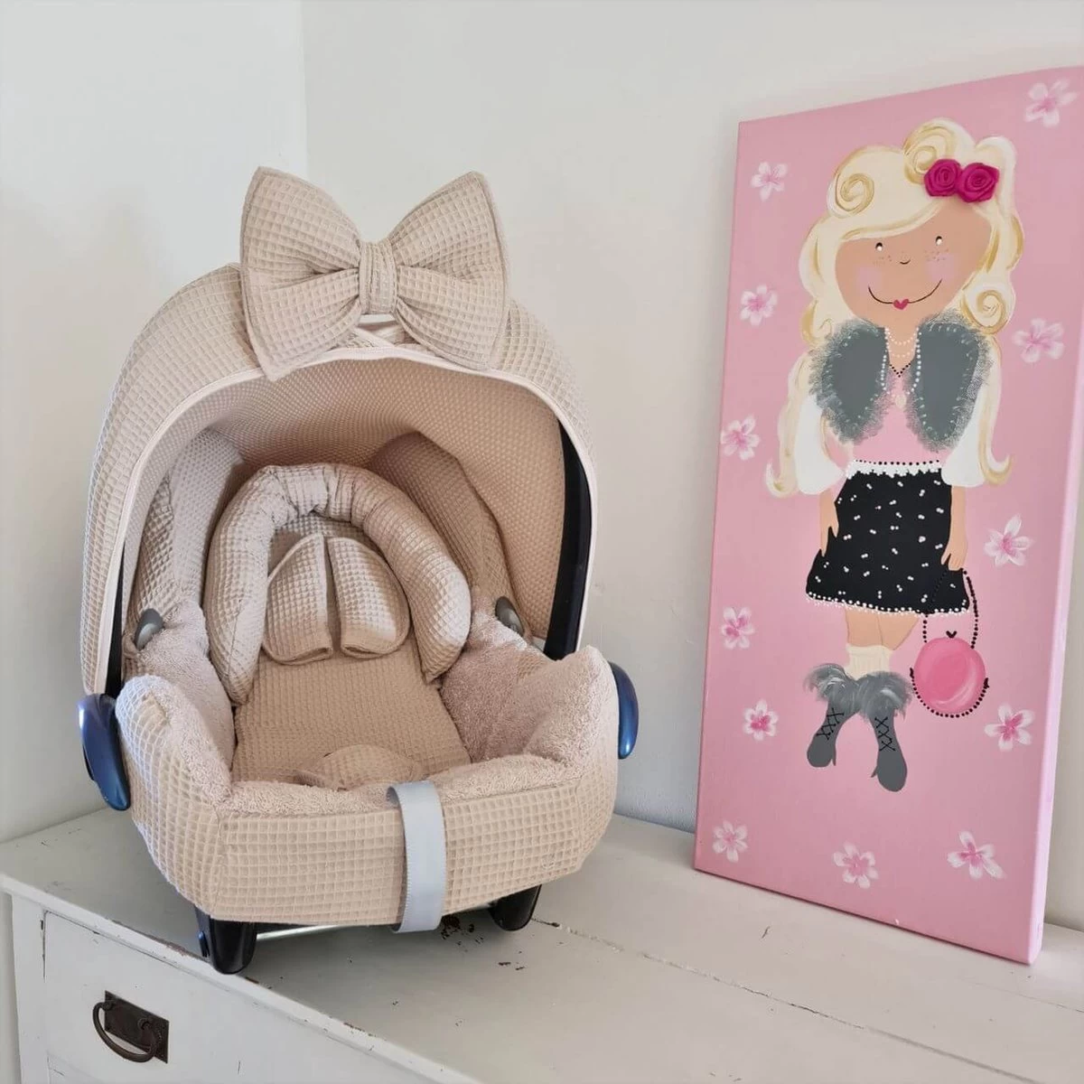 Wazzhappening - Maxi Cosi Hoes Set Bobbie - Karamel - Wafel - Badstof - Autostoelhoes 7 Wazzhappening - Maxi Cosi Hoes Set Bobbie - Karamel - Wafel - Badstof - Autostoelhoes - Afbeelding 5