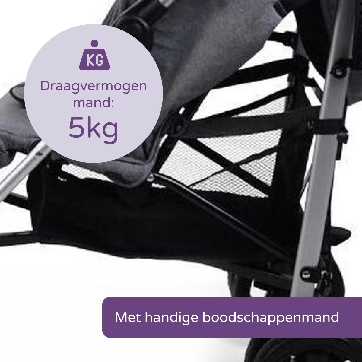 Prénatal Luxe Buggy – Kinderwagen Met Boodschappenmand En Zonneklep - Verstelbare Wandelwagen – Inklapbaar Met 1 Hand - Plooibuggy Grijs 6 Prénatal Luxe Buggy – Kinderwagen Met Boodschappenmand En Zonneklep - Verstelbare Wandelwagen – Inklapbaar Met 1 Hand - Plooibuggy Grijs - Afbeelding 4