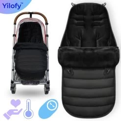 Yilofy Universele Luxe Voetenzak Babywagen & Autostoel Zwart Buggy Kinderwagen Voetzak