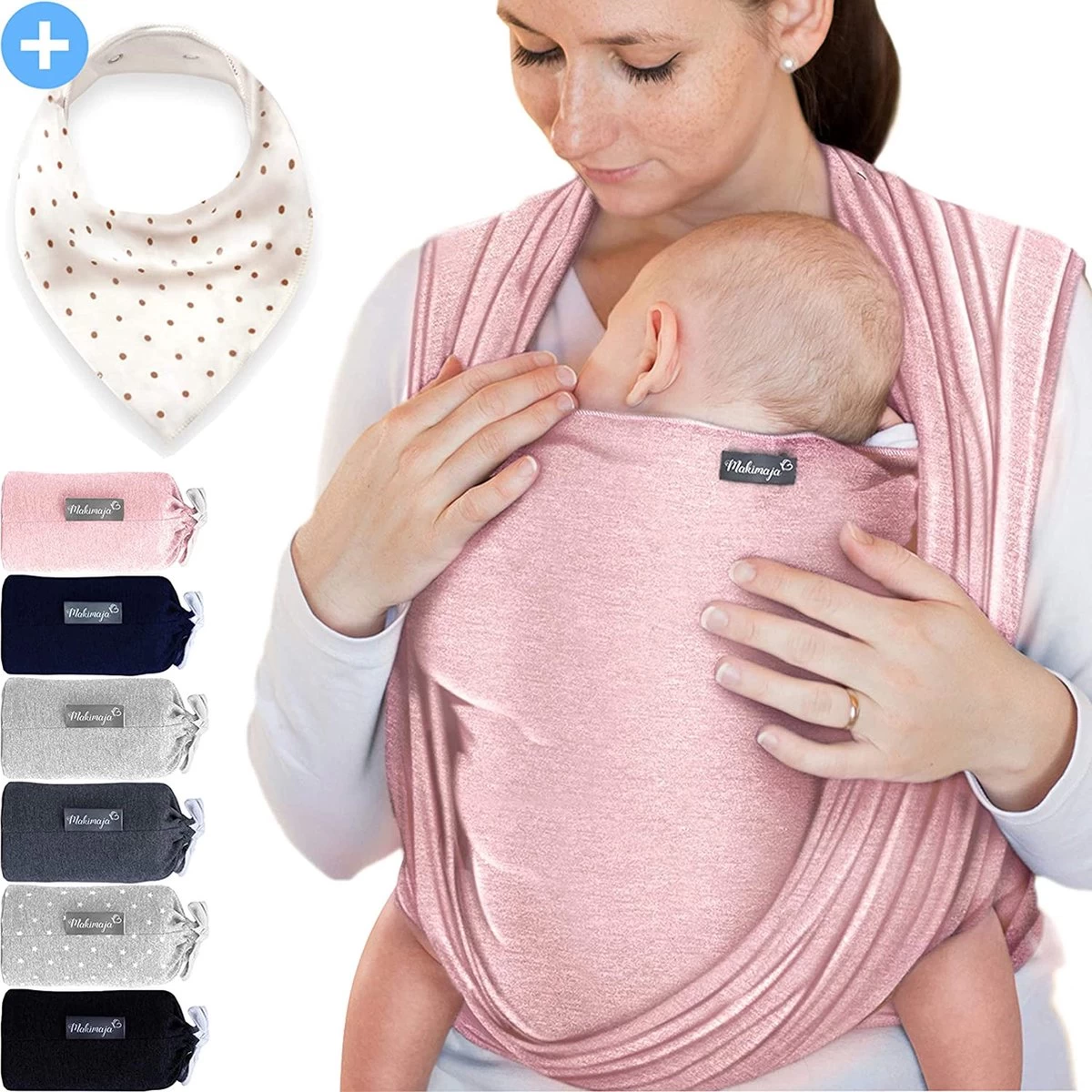 Makimaja Baby Sling - Roze - Hoge Kwaliteit 100% Natuurlijk Katoen Baby Sling - Baby Sling Pasgeborene En Baby's Tot 15 Kg - Plus Inclusief: Baby Slabbetje 3 Makimaja Baby Sling - Roze - Hoge Kwaliteit 100% Natuurlijk Katoen Baby Sling - Baby Sling Pasgeborene En Baby's Tot 15 Kg - Plus Inclusief: Baby Slabbetje