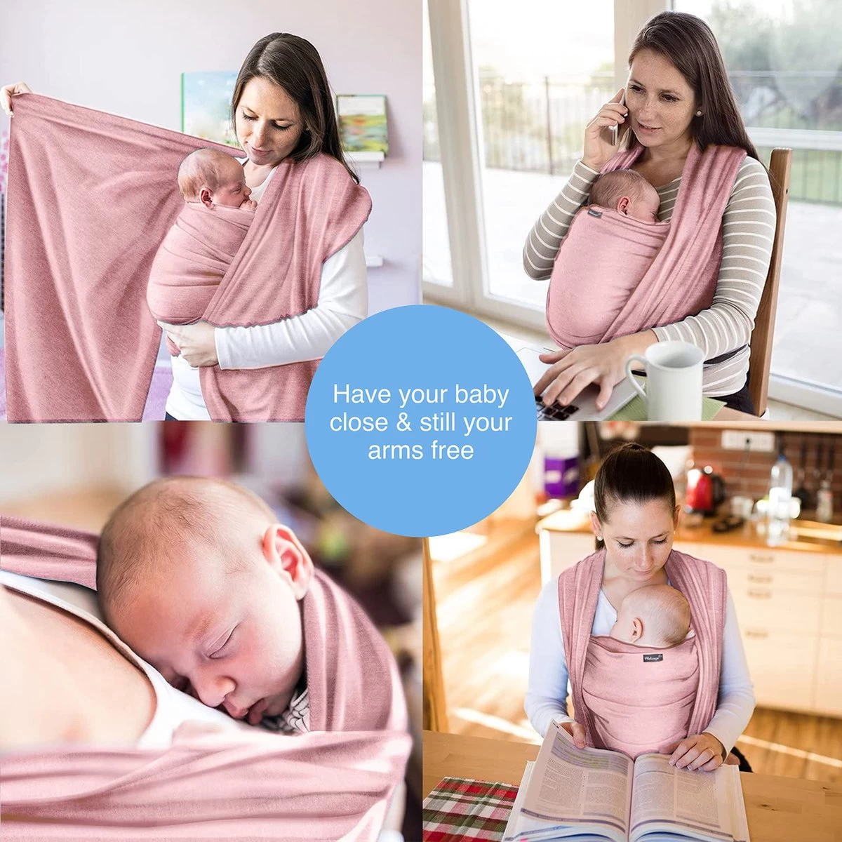 Makimaja Baby Sling - Roze - Hoge Kwaliteit 100% Natuurlijk Katoen Baby Sling - Baby Sling Pasgeborene En Baby's Tot 15 Kg - Plus Inclusief: Baby Slabbetje 5 Makimaja Baby Sling - Roze - Hoge Kwaliteit 100% Natuurlijk Katoen Baby Sling - Baby Sling Pasgeborene En Baby's Tot 15 Kg - Plus Inclusief: Baby Slabbetje - Afbeelding 3