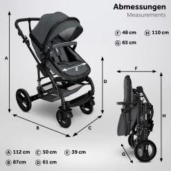 KIDUKU- 3 In 1 Combi-kinderwagen- Antraciet/zwart Buggy Incl. Autostoeltje-regenhoes- Inklapbaar -Babyproducten 1200x1200 2076