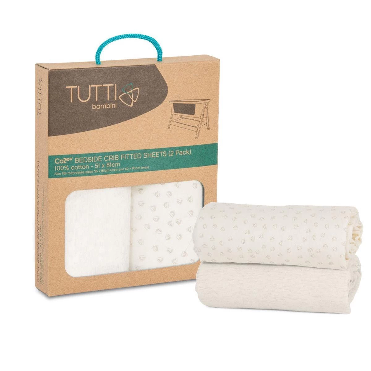 Tutti Bambini Cozee Hoeslakens Bedside Wieg - Neutral/Pebbel 4 Tutti Bambini Cozee Hoeslakens Bedside Wieg - Neutral/Pebbel - Afbeelding 2