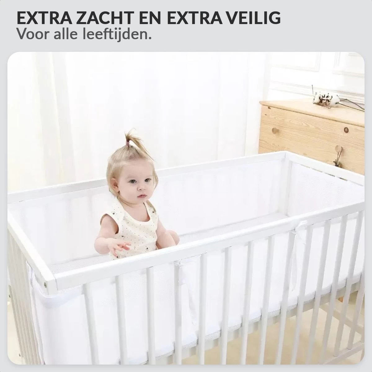 Buxibo - Baby Bed Omrander - Bedbumper - Hoofdbeschermer - Set Van 2 - 340x30cm & 160x30cm 9 Buxibo - Baby Bed Omrander - Bedbumper - Hoofdbeschermer - Set Van 2 - 340x30cm & 160x30cm - Afbeelding 7