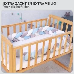 Buxibo Baby Bed Bumper - Baby Veiligheid/Hoofdbescherming/Bedbescherming - Multifunctionele Voedingskussen/Bedomrande/Boxomrander - 200CM - Blauw -Babyproducten 1200x1200 2307