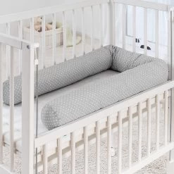 Fillikid Bedbumper 190 X 9 Cm Bedomrander Ledikant - Grijs Wit Stippen -Babyproducten 1200x1200 2336