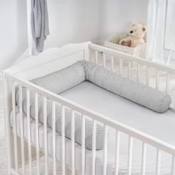 Fillikid Bedbumper 190 X 9 Cm Bedomrander Ledikant - Grijs Wit Stippen -Babyproducten 1200x1200 2337