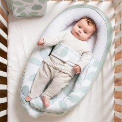 Doomoo Cocoon - Babynestje - Biologisch Katoen - 74 X 46 Cm - Leaves Aqua Green -Babyproducten 1200x1200 2631