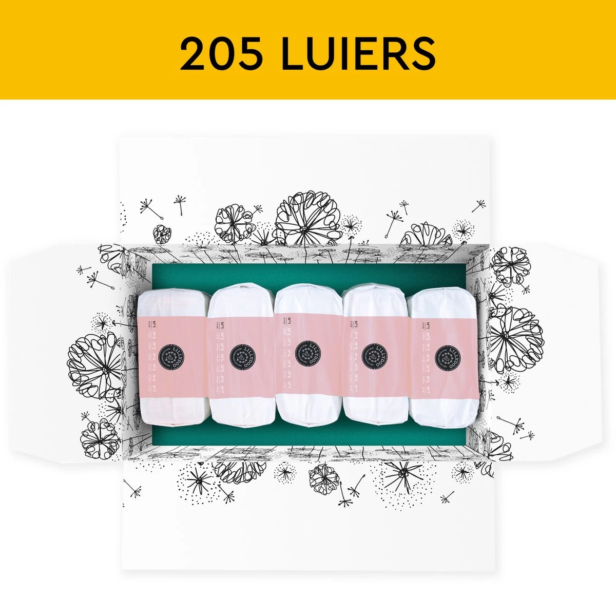 LILLYDOO Huidvriendelijke Luiers - Maat 1 (2-5 Kg) - 205 Stuks - Maandbox 4 LILLYDOO Huidvriendelijke Luiers - Maat 1 (2-5 Kg) - 205 Stuks - Maandbox - Afbeelding 2