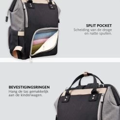 Buxibo Luier- En Verzorgingstas Inclusief USB Oplaadstation - Baby Rug Tas Met Isoleervak - Diaper Backpack Bag - Reis Rugzak - Grote Capaciteit - 23.8L - Zwart -Babyproducten 1200x1200 306