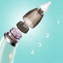 A&K Elektrische Oplaadbare Neuspeer Voor Baby En Kinderen - Inclusief Oplader, Handleiding En Batterijen - Hygiënische Neusreiniger - Baby Aspirator - Neuszuiger - Baby Neuspompje - Toetenveger - Snoetenpoetser - Mintgroen - Neusspoeler -Babyproducten 1200x1200 3149