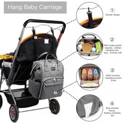 Miss Lulu Luiertas Rugzak - Luiertas Met USB Oplaadstation - Baby Tas Inclusief Buggy En Kinderwagen Haken - Grijs (E6705USB GY) 13 Miss Lulu Luiertas Rugzak - Luiertas Met USB Oplaadstation - Baby Tas Inclusief Buggy En Kinderwagen Haken - Grijs (E6705USB GY) -Babyproducten 1200x1200 325