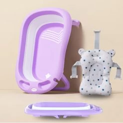 K IKIDO Babybadje Opvouwbaar - 3 In 1 Opvouwbaar - 83 × 48 × 23,5 Cm - Baby Badje - Peuterbadje - Babybadkuip -Inclusief Badkussen - Purper -Babyproducten 1200x1200 3252