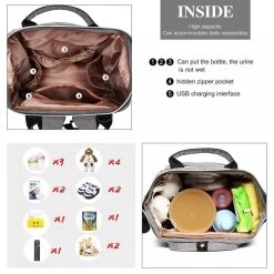 Miss Lulu Luiertas Rugzak - Luiertas Met USB Oplaadstation - Baby Tas Inclusief Buggy En Kinderwagen Haken - Grijs (E6705USB GY) 14 Miss Lulu Luiertas Rugzak - Luiertas Met USB Oplaadstation - Baby Tas Inclusief Buggy En Kinderwagen Haken - Grijs (E6705USB GY) -Babyproducten 1200x1200 326