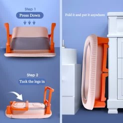 K IKIDO Babybadje - Bad Baby - Opvouwbare Babybadje - Babybadkuip - Met Steunkussen & Badkruk - Opvouwbaar Bad Kinderen - Bath Bucket - Oranje -Babyproducten 1200x1200 3263