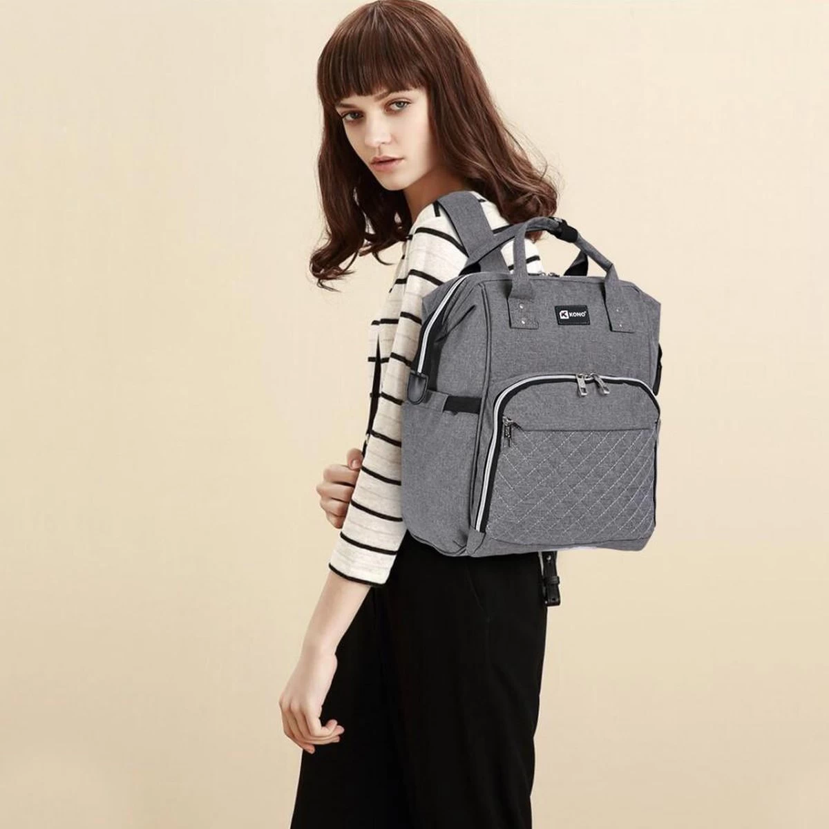 Miss Lulu Luiertas Rugzak - Luiertas Met USB Oplaadstation - Baby Tas Inclusief Buggy En Kinderwagen Haken - Grijs (E6705USB GY) 9 Miss Lulu Luiertas Rugzak - Luiertas Met USB Oplaadstation - Baby Tas Inclusief Buggy En Kinderwagen Haken - Grijs (E6705USB GY) - Afbeelding 7