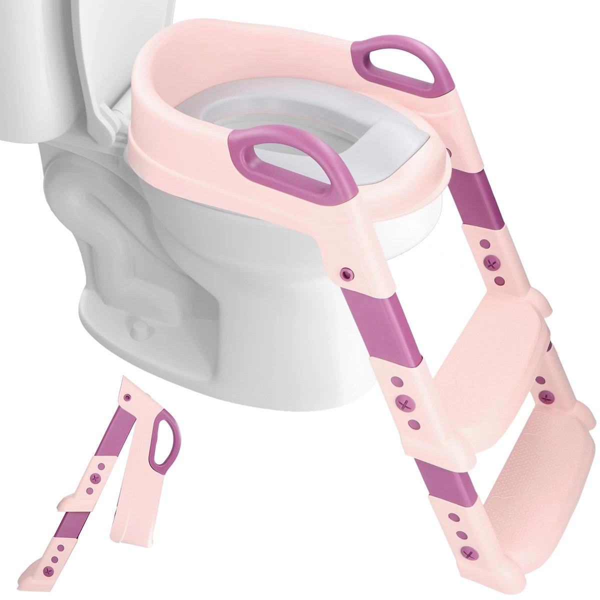 Macx & Macx Toilettrainer Met Trapje - Brilverkleiner Met Handvaten En Opstapje - Opvouwbaar Toilet Bril Zitje - WC Zindelijkheids Training Voor Jongens/Meisjes - Urinoirs Voor Kind/Peuter Van 2 Tot 7 Jaar - Roze 3 Macx & Macx Toilettrainer Met Trapje - Brilverkleiner Met Handvaten En Opstapje - Opvouwbaar Toilet Bril Zitje - WC Zindelijkheids Training Voor Jongens/Meisjes - Urinoirs Voor Kind/Peuter Van 2 Tot 7 Jaar - Roze