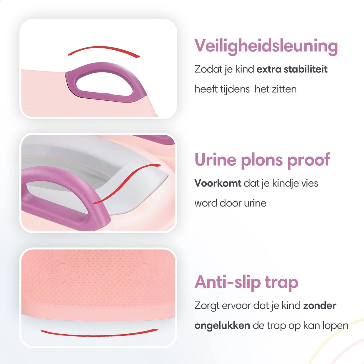 Macx & Macx Toilettrainer Met Trapje - Brilverkleiner Met Handvaten En Opstapje - Opvouwbaar Toilet Bril Zitje - WC Zindelijkheids Training Voor Jongens/Meisjes - Urinoirs Voor Kind/Peuter Van 2 Tot 7 Jaar - Roze 5 Macx & Macx Toilettrainer Met Trapje - Brilverkleiner Met Handvaten En Opstapje - Opvouwbaar Toilet Bril Zitje - WC Zindelijkheids Training Voor Jongens/Meisjes - Urinoirs Voor Kind/Peuter Van 2 Tot 7 Jaar - Roze - Afbeelding 3