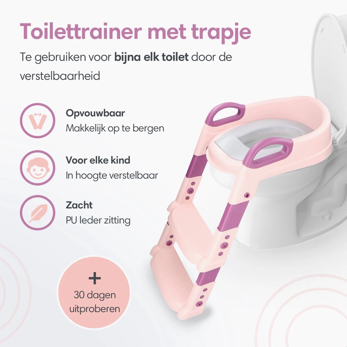 Macx & Macx Toilettrainer Met Trapje - Brilverkleiner Met Handvaten En Opstapje - Opvouwbaar Toilet Bril Zitje - WC Zindelijkheids Training Voor Jongens/Meisjes - Urinoirs Voor Kind/Peuter Van 2 Tot 7 Jaar - Roze 6 Macx & Macx Toilettrainer Met Trapje - Brilverkleiner Met Handvaten En Opstapje - Opvouwbaar Toilet Bril Zitje - WC Zindelijkheids Training Voor Jongens/Meisjes - Urinoirs Voor Kind/Peuter Van 2 Tot 7 Jaar - Roze - Afbeelding 4