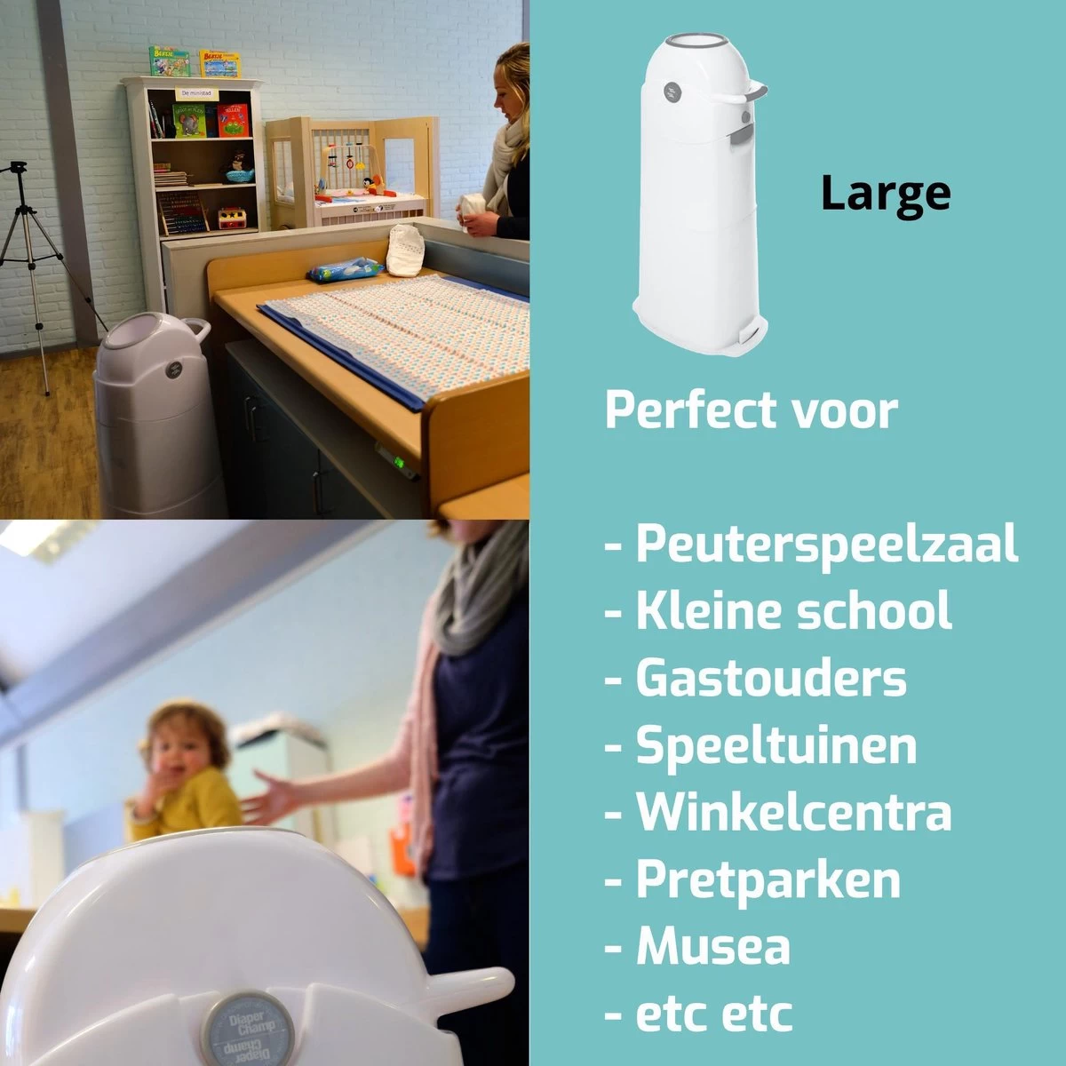 Luieremmer Large Zilver - Groot - Zonder Navulling - Geschikt Voor Pampers En Huggies - Stoma 8 Luieremmer Large Zilver - Groot - Zonder Navulling - Geschikt Voor Pampers En Huggies - Stoma - Afbeelding 6