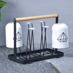 Flessenrek - Droogrek Babyfles - Flessen Rek Baby - Flessendroogrek - Afdruiprek - Afwasrek - Flessenrekje - Lekbak - Égouttoir - Zwart Met Houten Handvat - Vetalo -Babyproducten 1200x1200 3708