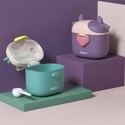 Melkpoeder Toren – Reisbox – Doseerdoosje – Bewaardoos – Dispenser - Paarse Snuiter