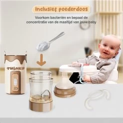 Twinky® Bottlewarmer GO – Draagbare Baby Flessenwarmer Voor Onderweg En Thuis – Incl. PPSU-Kwaliteit Babyflesje + Poederdoosje – USB-C Oplaadbaar -Babyproducten 1200x1200 3849